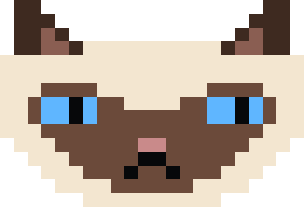 pixel-art Siamese cat with blue eyes and a judgmental look